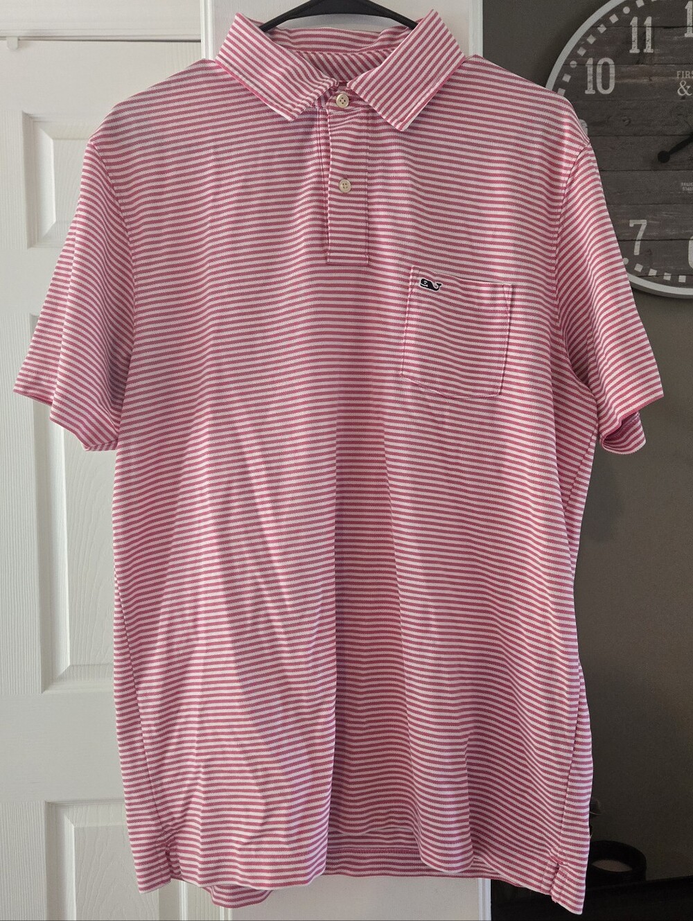 Vineyard Vines Pink & White Striped Polo